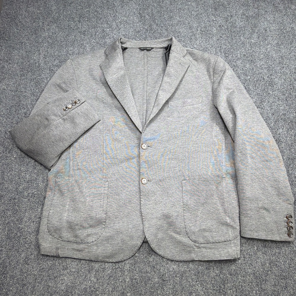 SAKS Italy Des‎ Pontes Knit Blazer Mens XL Gray Deconstructed Non Lined Stretch